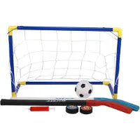 Melitt 2 in 1 Outdoor/Indoor Kids Sport Voetbal & IJshockey Doelen met Ballen en Pomp Oefen Scrimmage Spel Voetbal Speelgoedset