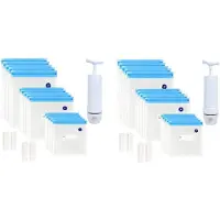 Melitt Sous Vide Zakken 40 Pack Herbruikbare Elektrische Vacuüm Voedsel Opslag Bespaar Sealer Fornuis met 2 Handpomp, 3 Maat Verzegelde Zak, 8 Clip