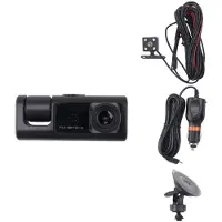 Tlily 3-Kanaals Auto DVR-Camera, 1080P Dashcamera 3-Weg Autocamera met IR-Nachtzicht, Lusopname, Parkeermonitor