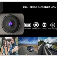 Typecat 3-kanaals dashcam voor auto, 1080P HD auto voor- en achter, nachtzicht,