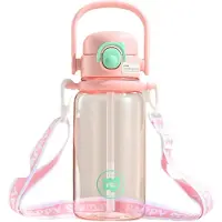 Typecat 1000ML Grote Waterfles met Rietje voor Studenten, Buiten, Verzegeld, Lekvrij, Plastic Beker met Deksel, Drinkgerei voor Kinderen, C