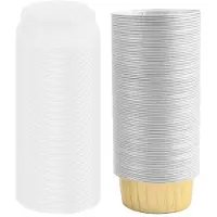 Wella 100 Stuks Wegwerp Aluminiumfolie Bakbekers Crème Brulee Dessert Ovale Vorm Cupcake Kopjes met Deksels Cake Ei Gereedschap