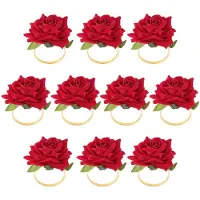 Melitt 10 Stks Roos Vorm Handdoek Gesp Servetring Bruiloft Valentijnsdag Hotel Tafel Decor Servethouder