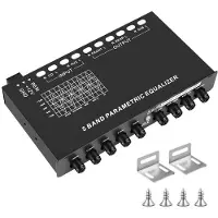 Melitt 5-Band Auto Audio Equalizer, Verstelbare 5 Bands EQ Auto Versterker Grafische Equalizer met CD/AUX Input Select , Zwart