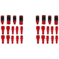 ISTOVO 28 Stuks Luchtslangfittingen, Luchtkoppeling IndustriëLe Type Luchtplugset, 1/4 Inch Schroefdraadmaat, Luchtcompressoraccessoires