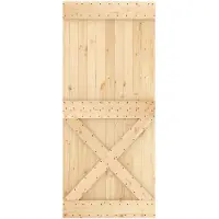 vidaXL Schuifdeur Naturel en Zwart 90 x 210 cm Massief Pine Hout