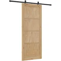 vidaXL Schuifdeur Naturel en Zwart 86 x 211 cm Massief grenenhout