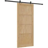 vidaXL Schuifdeur Naturel en Zwart 86 x 198,5 cm Massief grenenhout