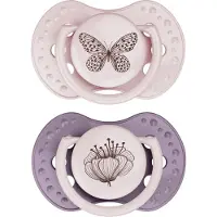Difrax Dynamic Fopspeen 0-3M Botanic Pink / Purple 2 stuks