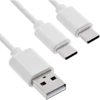 InLine USB-A naar 2x USB-C oplaadkabel | max. 25W | wit | 1 meter