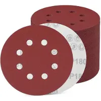 Azalia 100 stuks schuurpapier 125 mm klittenband, schuurschijven 8 gaten, excentrisch rond schuurpapier (100 stuks 180 korrel)