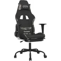 vidaXL Massage gamestoel met voetensteun stof zwart en camouflage