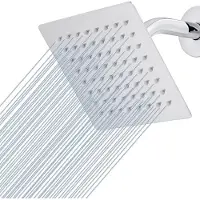 Azalia 15 cm hoge druk regendouchekop, vierkante douchekoppen gemaakt van 304 roestvrij staal materiaal, comfortabele douche-ervaring, zelfs bij lage waterstroom (chroom)