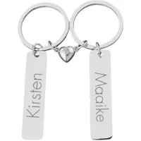 Yehwang Naam Sleutelhanger Set met Magnetisch Hartje Zilver