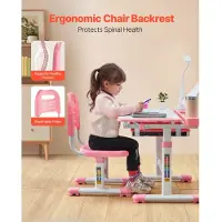 StarTech.com Kinderbureau met Stoel - Bureauset - In hoogte verstelbaar 53-71 cm - Draagvermogen 100 kg - Met tafellamp - Kantelbaar bureaublad 0-40° - Roze