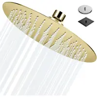 Azalia Regendouchekop 8 Inch Douchekop Regendouche Universele Ronde douchekop 304 van roestvrij staal Verstelbare Badkamer Regendouche Ultra Dunne(20x20cm, Goud