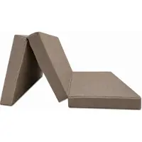 Odol-Plusz Opvouwbaar logeermatras met fauteuilfunctie - 200 x 120 x 10 cm - Schuimmatras, len donkerbeige