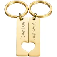 Yehwang Sleutelhanger Set Naam en Hart Goud