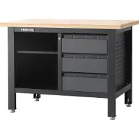 Feistos Werkbank Tito 2 - inclusief geperforeerde wand - 60x120x87cm - Antraciet/zwart
