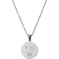Yehwang Graveerbare Ketting Munt met 3 Initialen Zilver