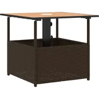vidaXL Tuintafel met parasolgat 55x55x46,5 cm poly rattan bruin