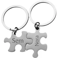 Yehwang Sleutelhanger Set Puzzelstukjes met Namen Zilver