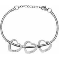 Yehwang Bedelarmband met 3 Hartjes Zilver