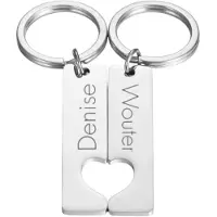 Yehwang Sleutelhanger Set Naam en Hart Zilver