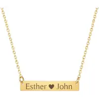 Yehwang Dames Ketting met Naam Bar Goud