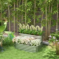 MODFU - Verhoogde Plantenbak - Twee Niveaus - Voor Tuin Of Balkon - Metaal - Zilver - 118 x 45 x 30 Cm