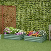 MODFU - Set Van 2 Plantenbakken - Open Bodem - Voor Buiten - Staal - Groen - 100 X 100 X 30 Cm