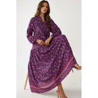 Hiccups for Kids Geprinte V-hals Maxi-jurk met Knopen