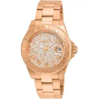 Invicta Angel 22708 Dameshorloge - Quartz Uurwerk - Roestvrij Staal met Roze Gouden Wijzerplaat - 40 mm