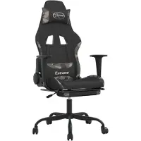 vidaXL Gamestoel met voetensteun stof zwart en camouflage