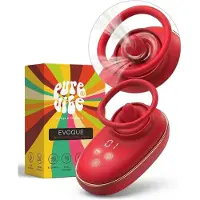 PureVibe Evoque 3-in-1 Likkende Luchtdruk Vibrator voor Clitoris - Sex Toys voor Vrouwen - Vibrators voor vrouwen - Sekspeeltjes - Cadeau voor Koppels | Deep Red