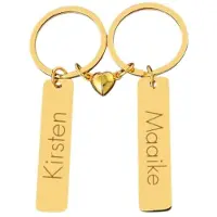 Yehwang Naam Sleutelhanger Set met Magnetisch Hartje Goud