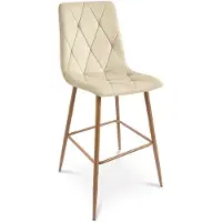 Hobby Hall Barkruk LIBRA - Lichtbeige fluweel - Eikenlook metalen poten - Modern design
