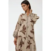 Hiccups for Kids Gedrukte Lange Mouwen Viscose Maxi Jurk