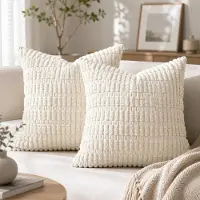 BOTC Kussenhoes 45x45cm - Set van 2 - 100% polyester - effen kleur - Beige