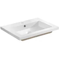 Meublorama Inbouwwastafel ELIO 60 cm wit glanzend keramiek rechthoekig design