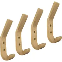 WT&D Set van 4 houten kapstokhaken (rubberwood)