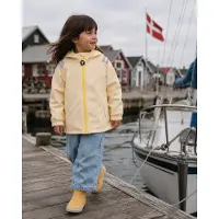 Ducksday - Regenjas Kinderen - Waterdicht - Ademend - Reflecterend - Regenkleding Unisex - Lemonade - Licht geel en wit - Maat 92/98
