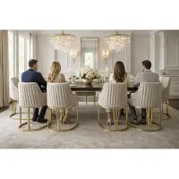 JVmoebel Elegantie eetkamerstoelen met gouden accenten en een luxueus design