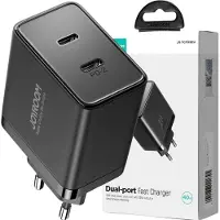 JOYROOM Netadapter, compact, snel, handzaam, 2x USB-C, 40W, zwart