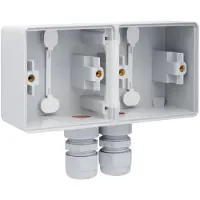 Technim Niko Hydro Opbouwdoos 2V Hori. + 2 M20 Ingangen + Wartel