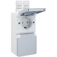 Niko Dubbele Verticale IP44 Wandcontactdoos 16A 250V Met Bescherming (Europese Stekkerdoos) - 700-37835