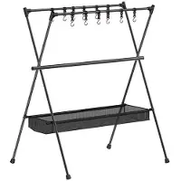 Melitt Drie-Stangen Frame Kampeerrek Opvouwbaar Ultralicht Kampeerstatief Reisaccessoires Hanger 50x68x88cm + Mesh Tas
