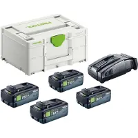 Festool SYS 18V 4xTBX8/SCA16 energieset met 4x BP 18 TBX 8 ASI-accu 18 V 8,0 Ah (4x 578746) + SCA 16-lader (576953) + Systainer