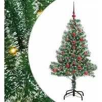 Syfax Kunstmatige Kerstboom Sneeuw Gevlochten met LED Licht 120 cm