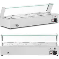 Royal Catering Bain Marie - 2,000 W - 3 GN 1/2 - Aftapkraan - Glasbeschermer